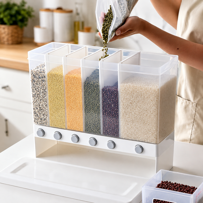 Dispensador y Organizador de Granos y Cereales 6 en 1 - 10 L