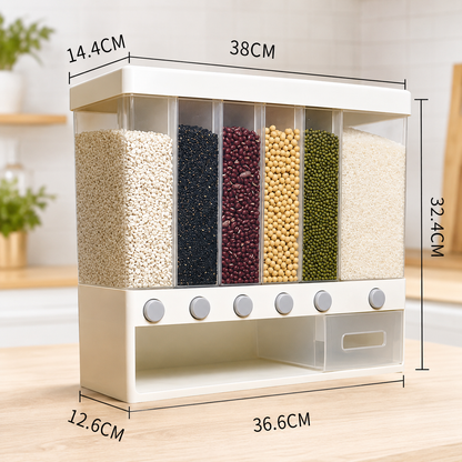 Dispensador y Organizador de Granos y Cereales 6 en 1 - 10 L
