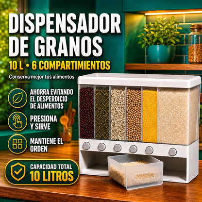 Dispensador y Organizador de Granos y Cereales 6 en 1 - 10 L