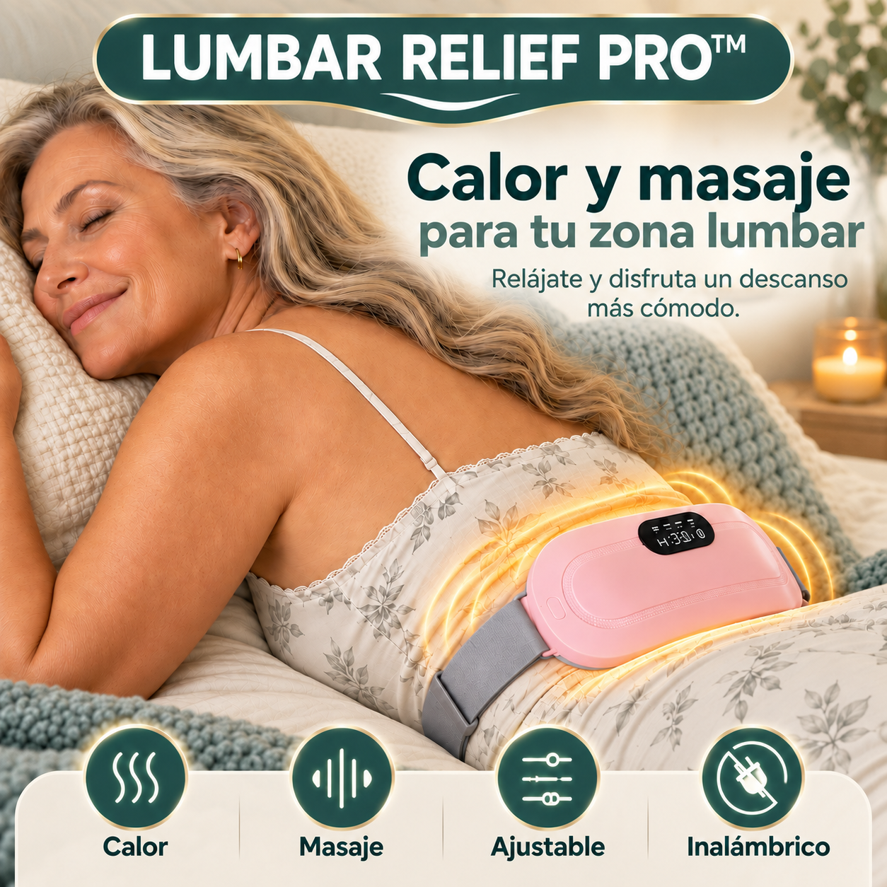 Lumbar Relief Pro™  Cinturón Térmico con Masaje Vibratorio para Espalda Baja