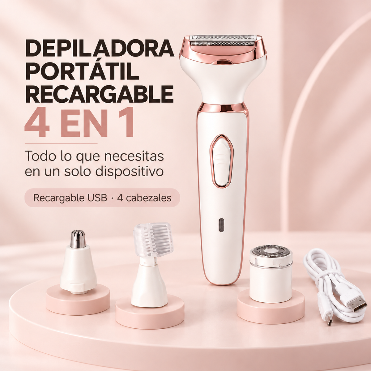 Depiladora Portátil Recargable 4 En 1